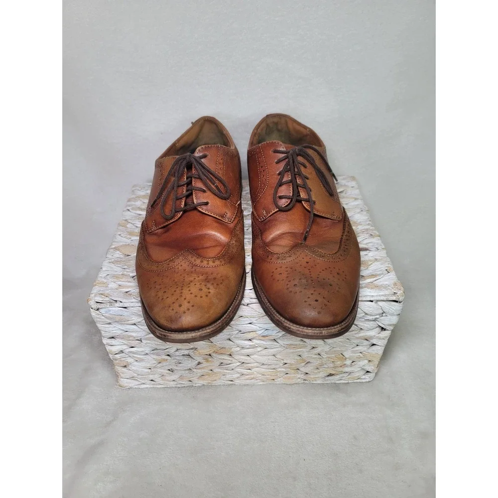 Florsheim Wingtip Brogue Oxford Dress Shoes Mens 9 Cognac Brown Leather Formal